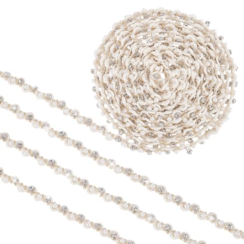 PH PandaHall 4 Yards Weißes Gewelltes Spitzenband 3/8 Zoll (10mm) Perlenfransen Applikationsperlen Spitzenband Für Kostümvorhänge DIY Bastelschmuck Party Dekoration von PH PandaHall