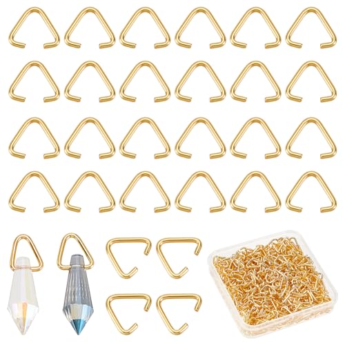 PH PandaHall 400 Stück Dreieckige Offene Biegeringe 11mm Goldene Pinch Clip Bails Messing Aufhänger Verbinder Für DIY Armband Ohrring Schmuck Schlüsselanhänger Machen von PH PandaHall