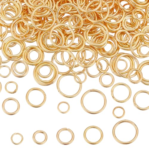 PH PandaHall 400 Stück Geschlossene Biegeringe 5 Größe Messing Gelötete Biegeringe 5~10mm Goldene Runde Ringe Verbindungsringe Schmuckverbinder Für DIY Armbänder Halsketten Schlüsselanhänger von PH PandaHall