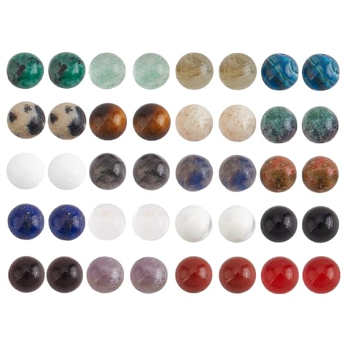 PH PandaHall 40PCS 4 mm Edelstein Cabochons, 20 Styles Half Round Flatback Cabochons Stein Quarz Kristall Kacheln Cabochons für Ohrring-Halskette-Armband-Schmuckherstellung von PH PandaHall