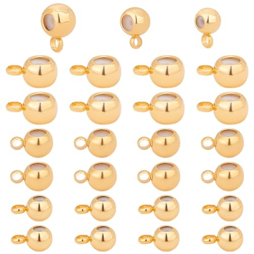 PH PandaHall 45 Stück Stoppperlen In 3 Größen Echte 24 Karat Vergoldete Abstandsperlen Aus Metall Schiebestopper Perlen Positionierungsringe Anhängerperlen Messingrohrperlen Für Die Herstellung von PH PandaHall