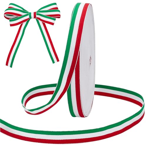 PH PandaHall 45.7m Tricolour Dekoratives Band 2cm Italienische Flagge Patriotisches Band Rotes weißes und grünes Band für Party-Geschenk-Verpackung Urlaubsdekoration von PH PandaHall