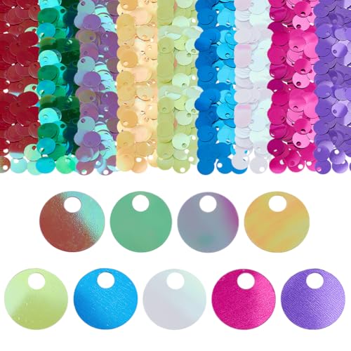 PH PandaHall 450pcs 20mm große Pailletten 9 Farben Flach Runde Pailletten Pailletten Schillernde Pailletten Kreis Dots Lose Pailletten für Kunsthandwerk Kunstschmuck Nähen Stickerei von PH PandaHall