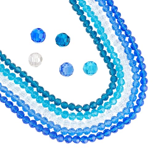 PH PandaHall 480pcs 5 Farben Blau Kristall Perlen 6mm Facettierte Glasperle Rondelle Abstandshalter Perlen Meer Glasperlen für Boho Armbänder, Halsketten, Tasche, Blumenhandwerk DIY Schmuck machen von PH PandaHall