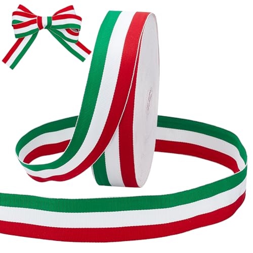 PH PandaHall 4cm Rotes weißes und grünes Band 45.7m Trikolore Dekoratives Band Italienische Flagge Patriotisches Band für Geschenkverpackungen Party Weihnachten Urlaub Dekoration von PH PandaHall