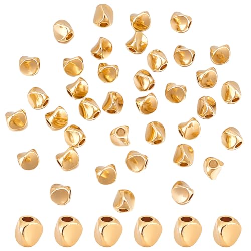 PH PandaHall 50 Stück 24 Karat Vergoldete Abstandsperlen 4.5 mm Dreieck Abstandshalterperlen Aus Messing Glatte Lose Metallperlen Für Sommerarmbänder Halsketten Schmuck DIY Bastelarbeiten von PH PandaHall