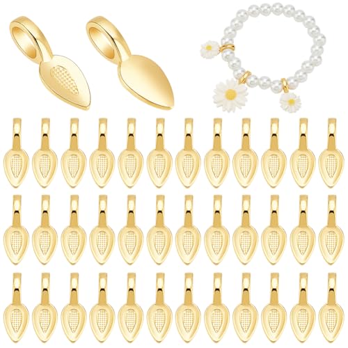 PH PandaHall 50 Stück Anhänger Zum Aufkleben Goldene Flache Pad Anhänger Blatt Anhänger Kleine Anhänger Anhänger Charms Verbinder Aufhänger Für Ohrringe Und Halsketten von PH PandaHall