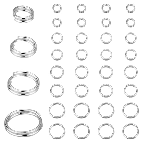 PH PandaHall 50 Stück Spaltringe S925 Biegeringe Aus Sterlingsilber 4 Größen Doppelschlaufe Kleiner Schlüsselanhänger Runder Metall Silberring Schmuck Verbindungsring Für Schmuck Schlüsselanhänger von PH PandaHall