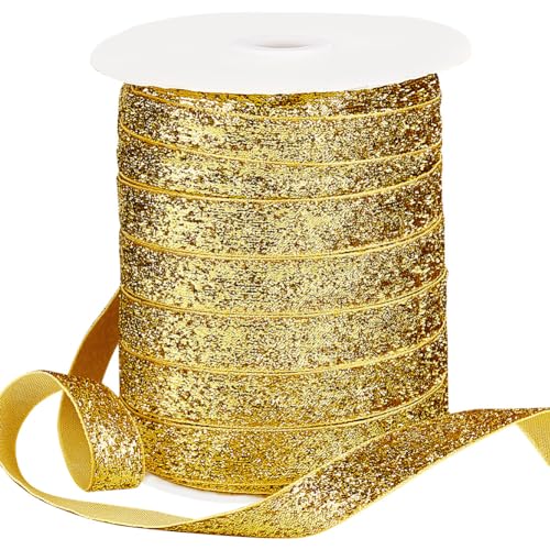 PH PandaHall 50 Yard (45.72m) Glitzerndes Metallicband 15mm Goldband Glitzerband Ballonschnur Band Für Blumen Hochzeit Girlande Weihnachten von PH PandaHall