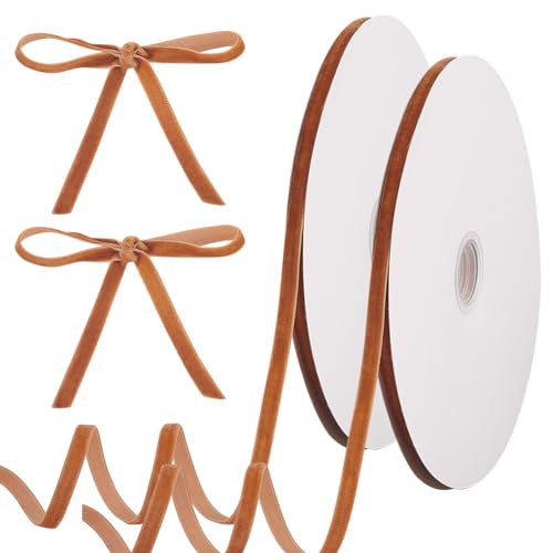 PH PandaHall 50 Yard (46 m) Samtband Vintage Brown Gewebter Samtbesatz Mit 1/4 Zoll (7 mm) Breite Für Geschenkverpackungen Dekoration Party Hochzeit von PH PandaHall