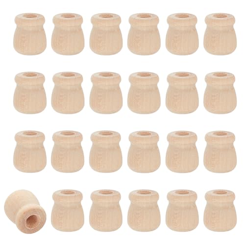 PH PandaHall 50pcs Holz Kerzenhalter, Unvollendete Holz Kerzenbecher Kerzenständer Halter Holz Bohnentopf Kerzenbecher Holz Kegelkerzen Vase für Kamin Konsole Tischdekoration, Durchmesser 6 mm von PH PandaHall