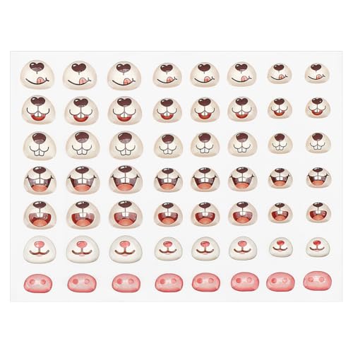 PH PandaHall 56pcs Cartoon Mund/Nase Aufkleber 3D Selbstklebende Nasen Mund Aufkleber Abziehbild Hase Schwein Nase Aufkleber für DIY Kunsthandwerk Tiere häkeln 7-10x8-11mm von PH PandaHall