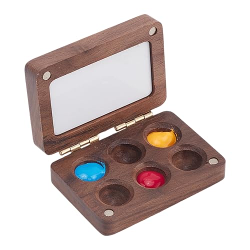 PH PandaHall 6 Raster tragbar Aquarell Palette Mini Travel Paint Tray Box Skizzenbuch Palette Holz Aquarellfarben Box Winzige Malerei Aquarellmaler Künstler Zeichnung Geschenk von PH PandaHall