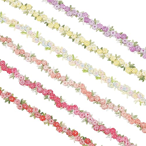 PH PandaHall 6 Yard Blumen-Spitzenband 6 Farben Blumen-Spitzenbesatz 15 mm Zum Dekorieren Spitze Blume Besticktes Zierband Für DIY Hochzeit Applikation Nähen Basteln Scrapbooking Polsterung Patchwork von PH PandaHall