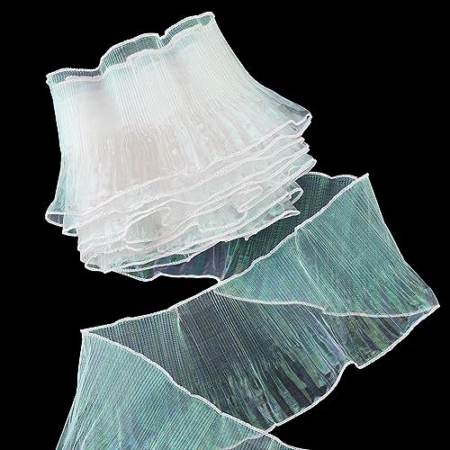 PH PandaHall 6.4 m Rüschen Plissee Chiffonbesatz Retro Organza Tüllstoff Applikationsbesatz Spitzenstoffe Für DIY Hochzeitskleid Meerjungfrau Cosplay Nähen Basteln Vorhang Heimdekoration von PH PandaHall