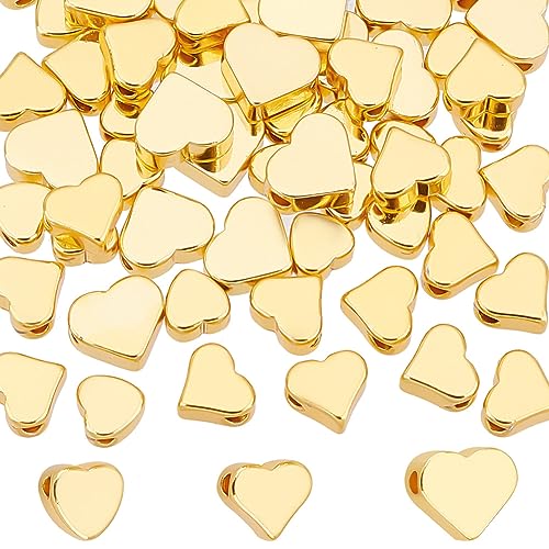 PH PandaHall 60 Stück 18K Herz Abstandsperlen Goldene Herzperlen Kleines Loch Herzanhänger Messing Abstandsperlen Lose Abstandsperlen Für Muttertag Die Herstellung von Armbändern Halsketten Ohrringen von PH PandaHall