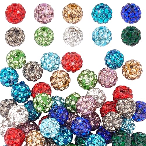 PH PandaHall 60PCS 4mm Strass Perlen Clay Perlen, 10 Farben Pave Disco Ball Perlen Polymer Clay Abstandshalter Perlen für Ohrring Armband Halskette Schmuck DIY Crafts Making von PH PandaHall