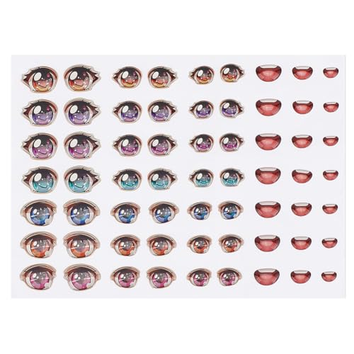 PH PandaHall 63pcs 3D Cartoon Augen Aufkleber 3 Größen Anime-Augen Mund Paster Niedliche Augen Aufkleber Klebe-Augen für DIY Häkeln Ton Handwerk Puppet 4-11.5x6-15.5mm von PH PandaHall