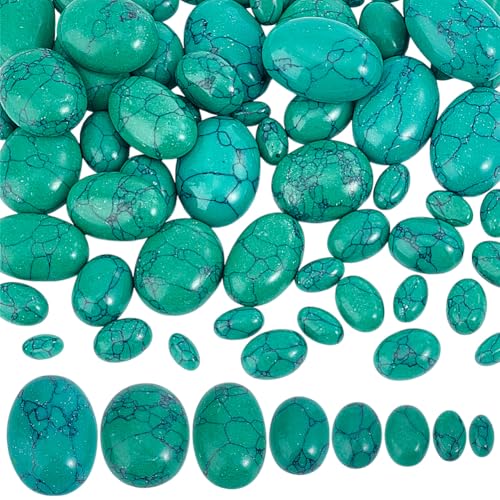 PH PandaHall 66 Stück 8 Größen Synthetische Türkis Cabochons Ovale Cabochons Mit Flacher Rückseite Blauer Edelstein Für Ohrringe Armbänder Schmuck Basteln Kostüme von PH PandaHall