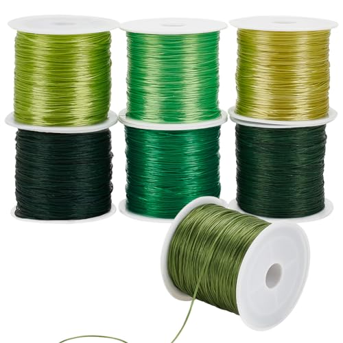 PH PandaHall 7 Farbe 0.8 mm Flach Elastische Kristallschnur 390.4 Yards Grün Dehnbare Armbandschnur Kristallfaden Perlenschnur Elastische Schnur Zur Herstellung von Armbändern Und Schmuck von PH PandaHall