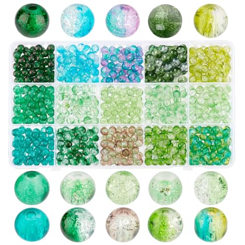 PH PandaHall 750pcs Grüne Glasperlen 15 Farbe Craft Lose Perlen St. Patrick Day Perlen Set Runde Perlen Zubehör für Ohrringe Halskette Armband Craft Making 6/7mm von PH PandaHall