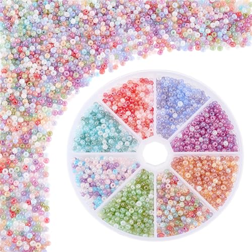 PH PandaHall 8 Farben Glasperlen Mini Abstandsperlen Taillenperlen Bunte Kristall Bastelperlen Zur Schmuckherstellung Handarbeit 3x2.5mm Bohrung: 0.8mm von PH PandaHall