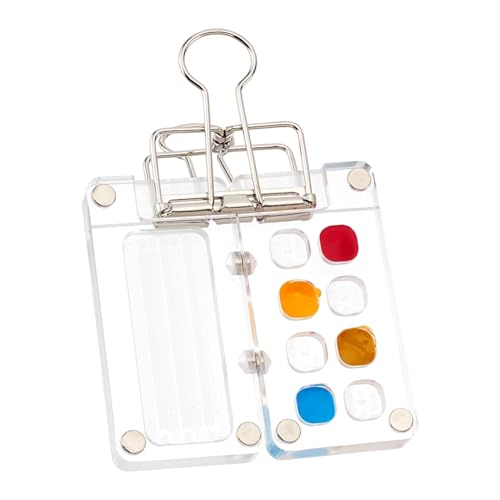 PH PandaHall 8 Raster Mini Aquarell Palette Portable Travel Paint Tray Box Skizzenbuch Palette Klarglas Malkasten mit Clip Mini-Malpalette für Maler Künstler Zeichnung Geschenk Kunst Party Favors von PH PandaHall