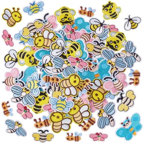 PH PandaHall 80 Stück Stickerei Patches 8 Stile Bienen Aufnäher Libellen Aufnäher Schmetterling Insekten Aufnäher Aufnäher Zum Nähen von Applikationen Flicken Für Jacken Jeans Kleider Und Hosen von PH PandaHall