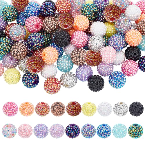 PH PandaHall 85 Stück 20 mm Strass Perlen 17 Farben Stiftperlen Disco Kugel Perlen Glitzernde Diamant Perlen Große Kaugummi Perlen Für Girlanden Schmuck Armbänder Stifte Taschen Kettenherstellung von PH PandaHall