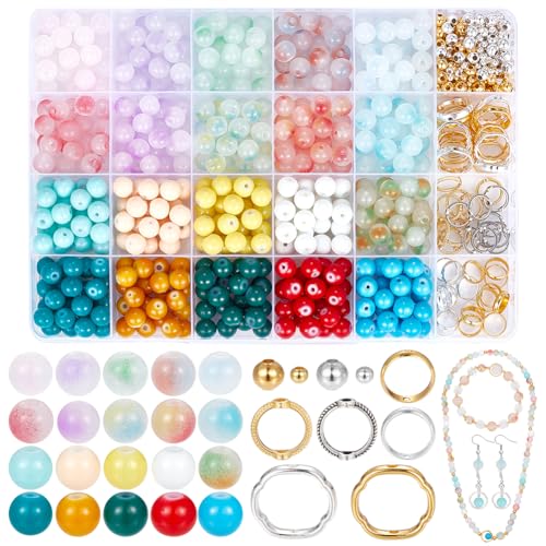 PH PandaHall 860 Stück Glasperlen Zur Schmuckherstellung 20 Farbiges 8 Mm Kristallperlen Armbandherstellungsset Für DIY Perlenketten Für Erwachsene Und Anfänger von PH PandaHall