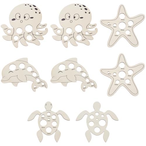 PH PandaHall 8pcs Safety Eye Tool for Amigurumi 4 Style Wood Auxiliary Tool for Attaching Safety Eyes and Washers Octopus Seestern Dolphin Turtle Insertion Tool for Crochet Stuffed Animal Eyes 6-24mm von PH PandaHall