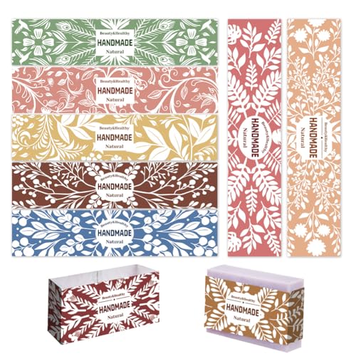 PH PandaHall 90pcs Handmade Etiketten für Seife, 9 Styles Pflanze Seife Papier Wrapper Tags Blume Seife Wrapper Tape für handgemachte Seife Lotion BarsWrapping, 21x5cm von PH PandaHall