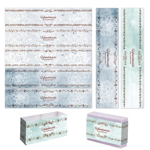 PH PandaHall 90pcs Seife Papier Wickeln, 9 Style Retro Floral Border Seife Wrap Etiketten Handgemachte Seife Wrapper Tape für hausgemachte Seife Lotion Bars Wrapping, 21x5cm von PH PandaHall