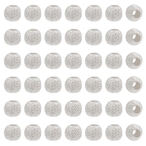 PH PandaHall 925 Perlen Aus Sterlingsilber 50 Stück 3mm Sternenklare Strukturierte Abstandsperlen Runde Lose Perlen Silberfarbene Mattierte Perlen Für Halskette Armband DIY Basteln Schmuckherstellung von PH PandaHall