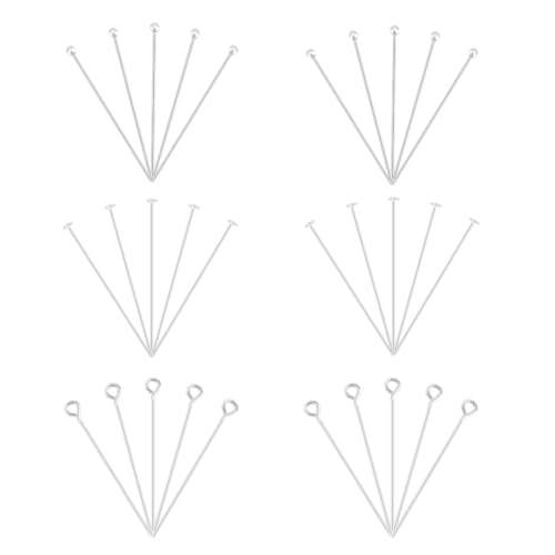 PH PandaHall 925 Stecknadeln Aus Sterlingsilber 30 Stück 3 Stile Stecknadeln Mit Offener Öse Stecknadeln Mit Flachem Kopf Sicherheitsnadeln Ösenstifte Für Die Herstellung von Ohrringen DIY Schmuck von PH PandaHall