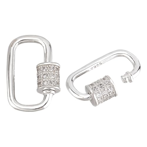 PH PandaHall 925 Sterling Silber Oval Schraube Schloss Charms 2pcs Karabinerverschluss Clip kubische Strasssteine Schraube Halskette Link Connector Snap Clips für Schmuckherstellung von PH PandaHall