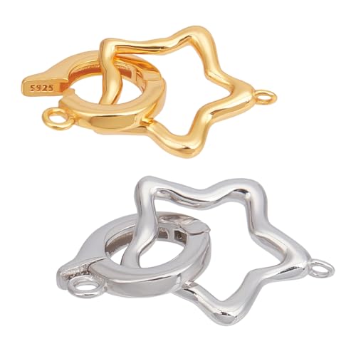 PH PandaHall 925 Sterling Silber Toggle Verschluss Gold T-Bar Verschluss Clasps Star Runde Clasps Verbinder 2 Farbe Verschluss Haken Toggle Verbinder für Schmuckherstellung PH PandaHall 925 Sterling Silber Toggle Verschluss Gold T-Bar Verschluss Clasps Star Runde Clasps Verbinder 2 Farbe Verschluss Haken Toggle Verbinder für Schmuckherstellung von PH PandaHall