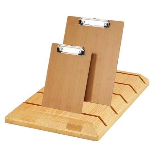 PH PandaHall Bambus-Klemmbrett-Halter, 23,9 x 14 cm, Menühalter, Tisch-Display-Ständer, Memoboard-Halter, Schreibtisch-Präsentationsständer, Dokumentenhalter für Klassenzimmer, Büro, Geschäft (hält 5 von PH PandaHall