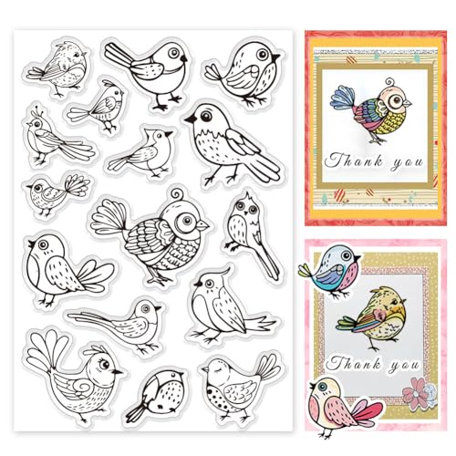 PH PandaHall Bird Transparente Stempel Zur Kartengestaltung Transparenter Silikonstempel Mit Tiermotiv Transparenter Siegelstempel Zum Basteln Scrapbooking Album Tagebuch Notizbuch von PH PandaHall