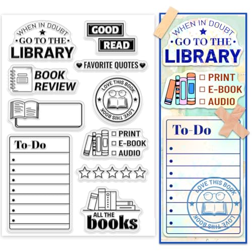 PH PandaHall Craft Reading Clear Stamp, Buchbesprechung To-do-Liste Liebesbuch Silikonstempel Gut gelesen Transparenter Gummistempel für Kartengestaltung, Buch, Journal, Geschenkanhänger, Scrapbooking von PH PandaHall