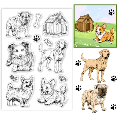 PH PandaHall Cute Puppy Dog Clear Stamp, Haustier Hund Silikon Stempel Transparenter Gummistempel für Kartenherstellung, Paper Crafting Fotoalben, Urlaubskarten, Scrapbooking von PH PandaHall