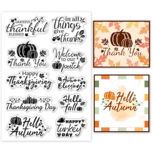 PH PandaHall Erntedank-Stempel klar, Herbst-Silikonstempel Transparenter Herbst-Dankeschön-Stempel für Thanksgiving-Karten, Fotoalben, Scrapbooking, Geschenkanhänger von PH PandaHall