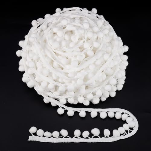 PH PandaHall Fransenbesatz Mit Pompons Und Bällen 18.3 m 13mm Pompoms Ball Weiß Dreieck Verbinden Quaste Trim Spitze Für DIY Handwerk Nähen Hause Kleidung Kissen von PH PandaHall