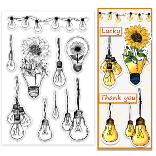 PH PandaHall Glühbirne Clear Stamps für die Kartenherstellung, Blume Gummistempel Glühbirne Transparentes Papier Craft Stempel Siegel für DIY Scrapbooking Journal und Papier Fotokarte Album Crafting von PH PandaHall