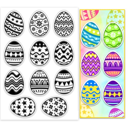 PH PandaHall Ostereier Frühling Silikon Stempel Graffiti Eggs Clear Stamp Niedliche Eier Silikonstempel Transparenter Gummistempel für Einladungskarten, Geschenkanhänger, Paper Crafting Fotoalben von PH PandaHall