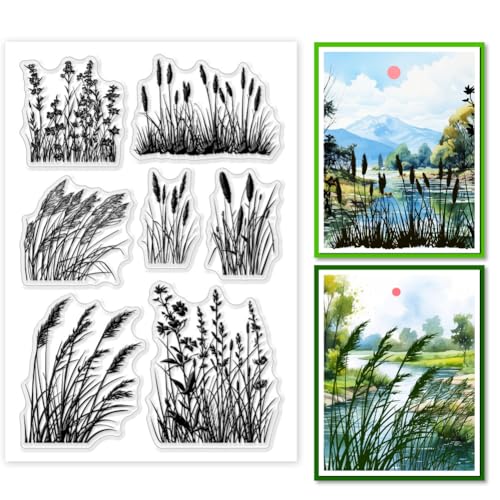 PH PandaHall Grass Weed Transparente Stempel Zur Kartengestaltung Klarer Silikonstempel Reed Transparent Craft Siegelstempel Gummistempel Für Scrapbooking Basteln von PH PandaHall