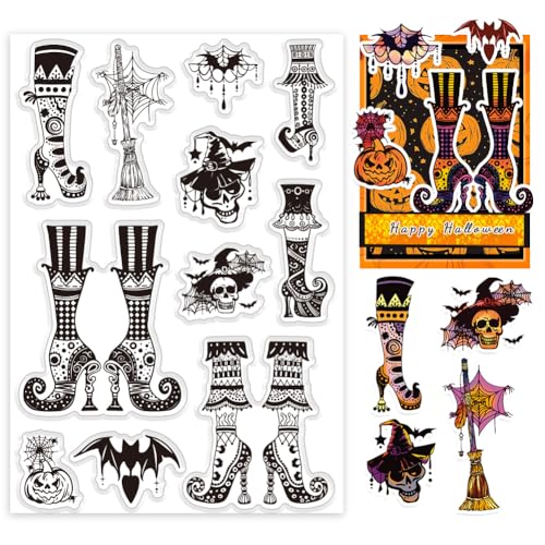 PH PandaHall Halloween Socken Transparente Stempel Fledermaus Transparent Stempel Halloween Dressup Klar Stempel Für Kartengestaltung DIY Scrapbooking Stempel Album Basteln von PH PandaHall