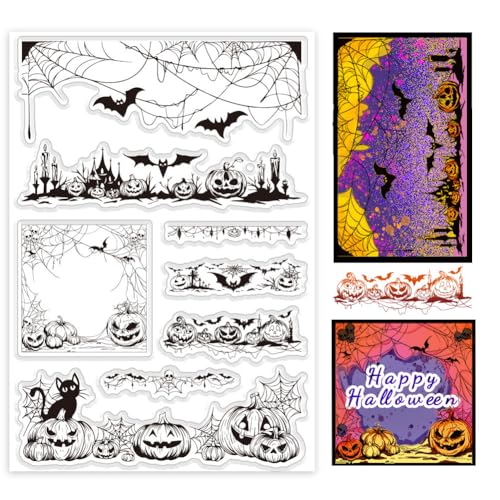 PH PandaHall Halloween Transparente Stempel Transparenter Stempel Mit Fledermaus Motiv Dekorative Klare Stempel Für Die Kartengestaltung DIY Scrapbooking Stempelalbum Basteln Journal Dekor von PH PandaHall