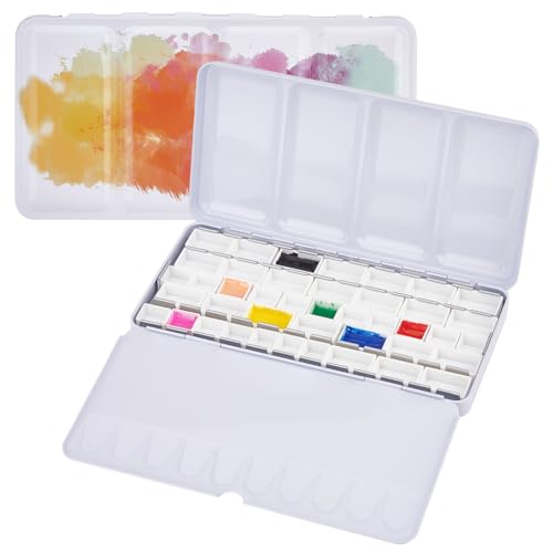 PH PandaHall Leerer Aquarell Dosenpaletten Farbkoffer Große Aquarell Palettenbox Aus Metall Mit 42 Stück 2 ml/3.2 ml Pfannen Für DIY Malerei Reiseetui von PH PandaHall