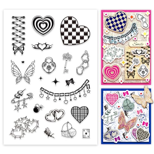 PH PandaHall Love Clear Stamps Punk Elemente Hintergrund Silikonstempel Für DIY Scrapbooking Fotoalbum Dekorativ Karten Machen 6.3x4.3cm von PH PandaHall